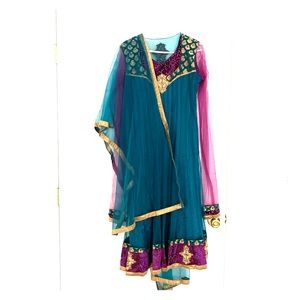 Green and Purple anarkali